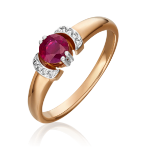 Кольцо из красного золота с рубином и бриллиантами 01-0445-00-107-1110-30