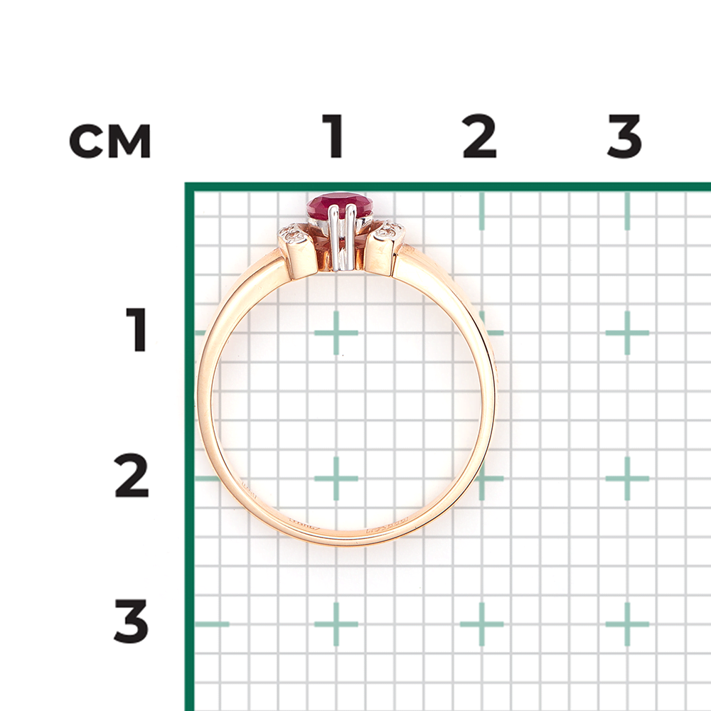 Кольцо из красного золота с рубином и бриллиантами 01-0445-00-107-1110-30