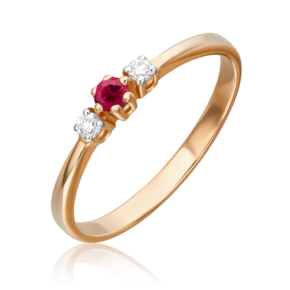 Кольцо из красного золота с рубином и бриллиантами 01-0459-00-107-1110-30