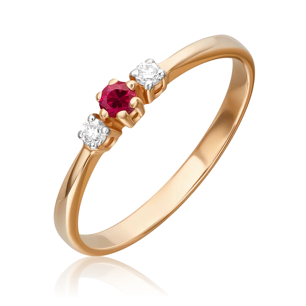 Кольцо из красного золота с рубином и бриллиантами 01-0459-00-107-1110-30