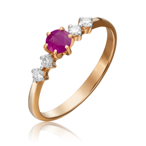 Кольцо из красного золота с рубином и бриллиантами 01-0465-00-107-1110-30