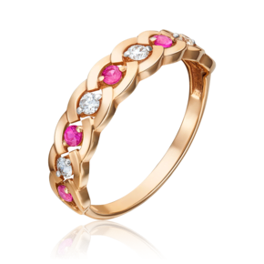 Кольцо из красного золота с бриллиантами и рубинами 01-0485-00-107-1110-30