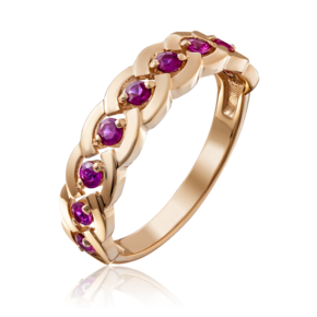 Кольцо из красного золота с рубинами