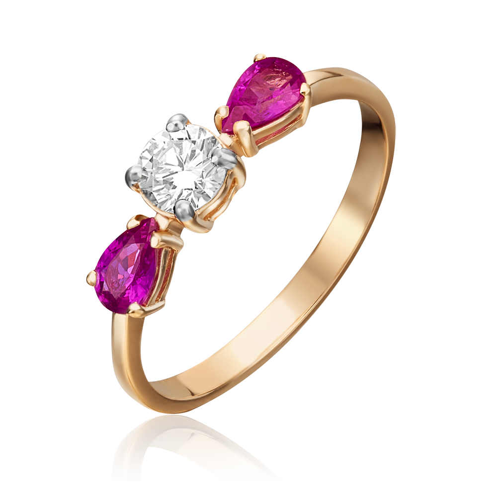 Кольцо из красного золота с рубинами и бриллиантом 01-0489-00-107-1110-30