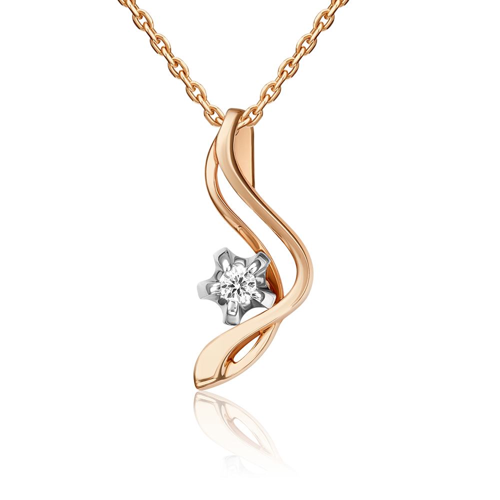 Подвеска из комбинированного золота с бриллиантом 03-0026-00-101-1111-30