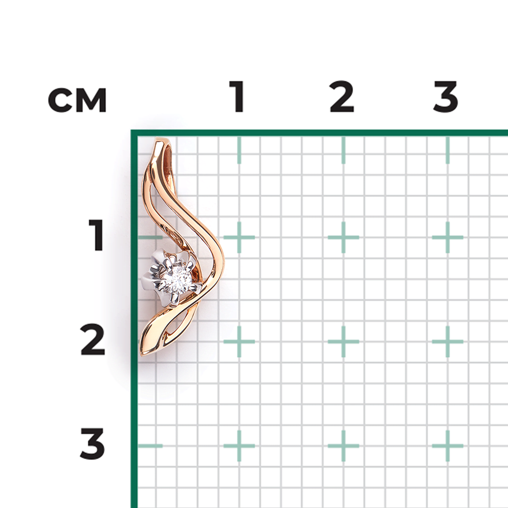 Подвеска из комбинированного золота с бриллиантом 03-0026-00-101-1111-30
