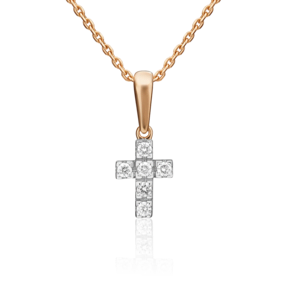 Декоративный крест из красного золота с бриллиантами 03-0052-00-101-1110-30