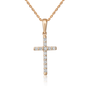 Декоративный крест из красного золота с бриллиантами