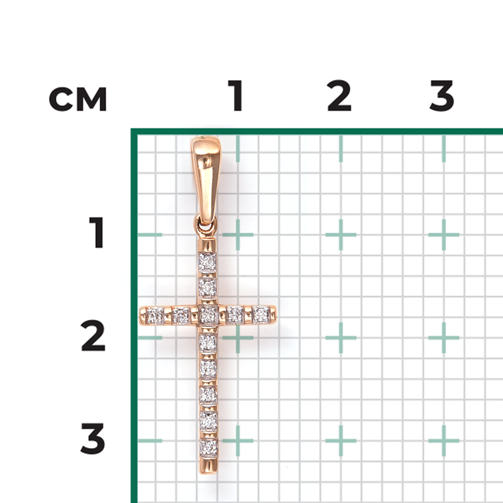 Декоративный крест из красного золота с бриллиантами 03-0054-00-101-1110-30