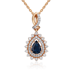 Подвеска из красного золота с сапфиром и бриллиантами 03-0016-00-105-1110-30