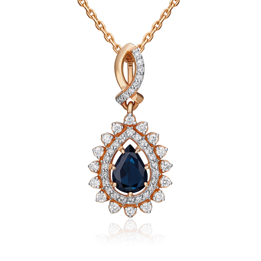 Подвеска из красного золота с сапфиром и бриллиантами 03-0016-00-105-1110-30