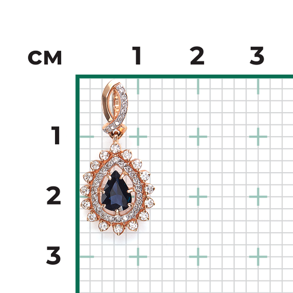 Подвеска из красного золота с сапфиром и бриллиантами 03-0016-00-105-1110-30