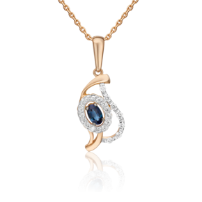 Подвеска из красного золота с сапфиром и бриллиантами 03-0036-00-105-1110-30