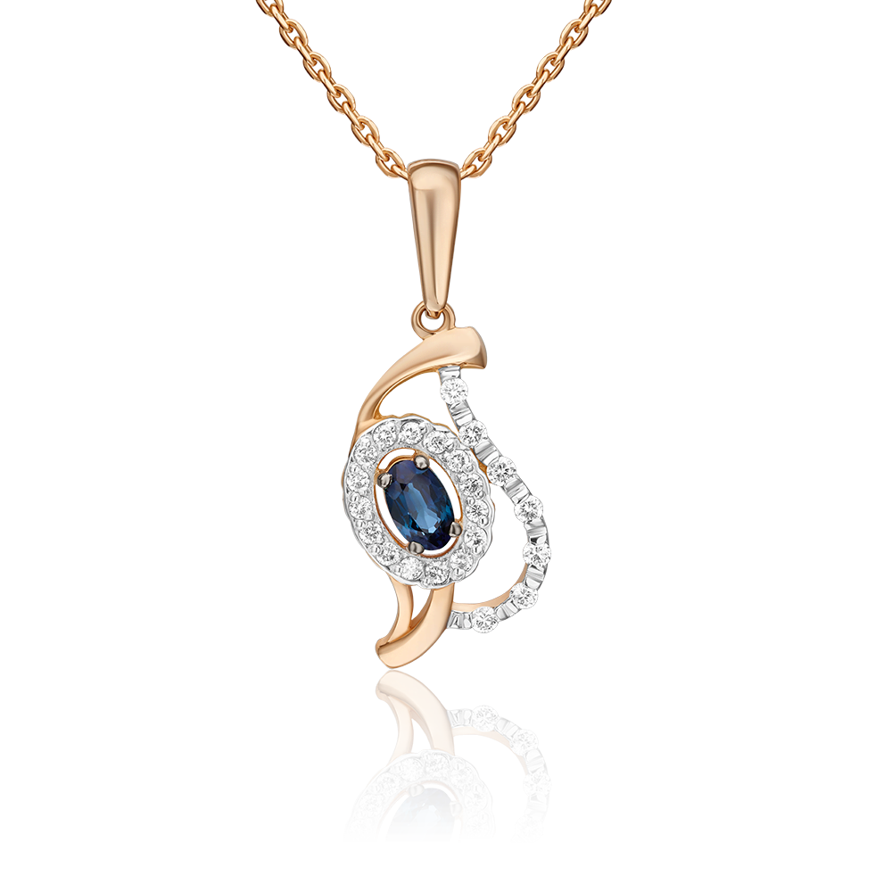 Подвеска из красного золота с сапфиром и бриллиантами 03-0036-00-105-1110-30