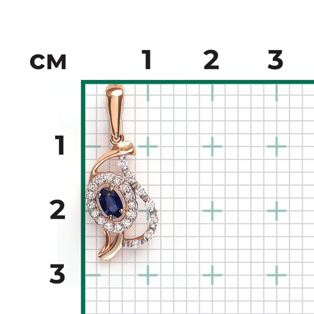 Подвеска из красного золота с сапфиром и бриллиантами 03-0036-00-105-1110-30
