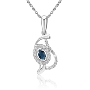 Подвеска из белого золота с сапфиром и бриллиантами 03-0037-00-105-1120-30