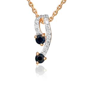 Подвеска-бегунок из красного золота с сапфирами и бриллиантами 03-0044-00-105-1110-30