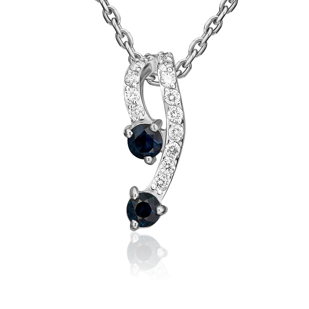 Подвеска-бегунок из белого золота с сапфирами и бриллиантами 03-0045-00-105-1120-30
