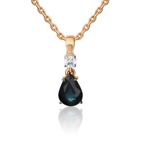 Подвеска из красного золота с сапфиром и бриллиантом 03-0064-00-105-1110-30