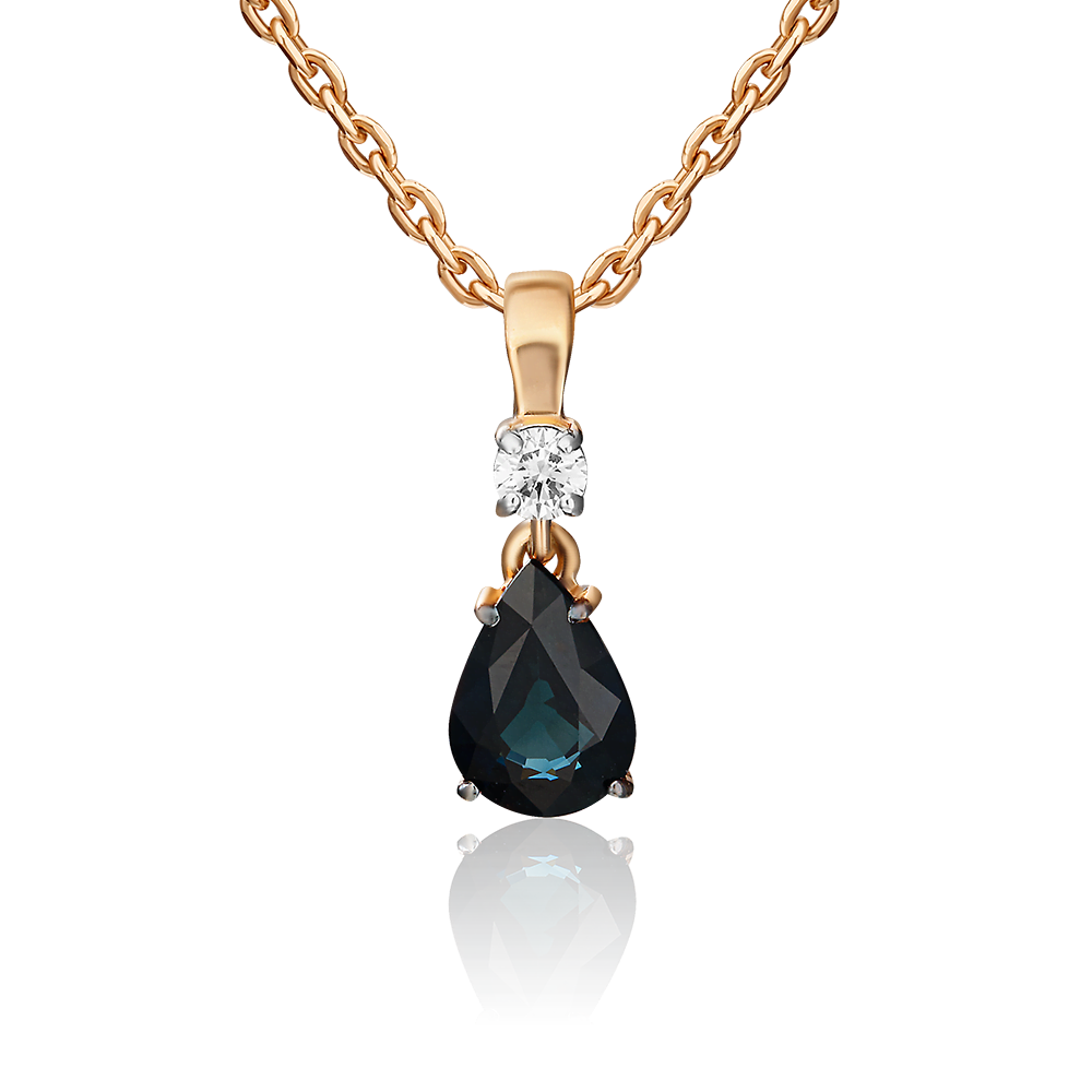 Подвеска из красного золота с сапфиром и бриллиантом 03-0064-00-105-1110-30