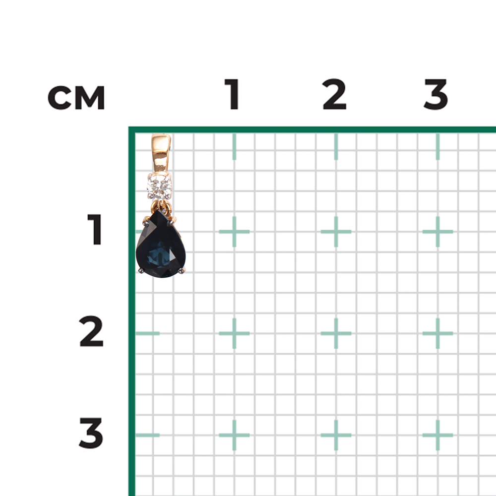 Подвеска из красного золота с сапфиром и бриллиантом 03-0064-00-105-1110-30