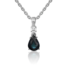 Подвеска из белого золота с сапфиром и бриллиантом