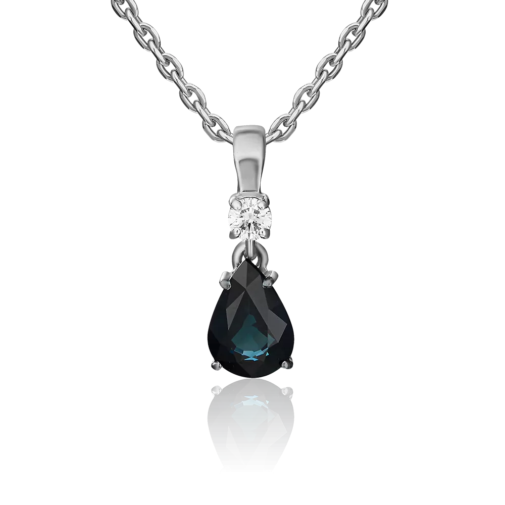 Подвеска из белого золота с сапфиром и бриллиантом 03-0065-00-105-1120-30