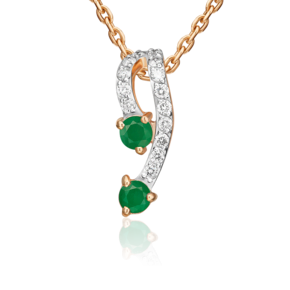 Подвеска-бегунок из красного золота с изумрудами и бриллиантами 03-0044-00-106-1110-30