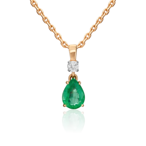 Подвеска из красного золота с изумрудом и бриллиантом