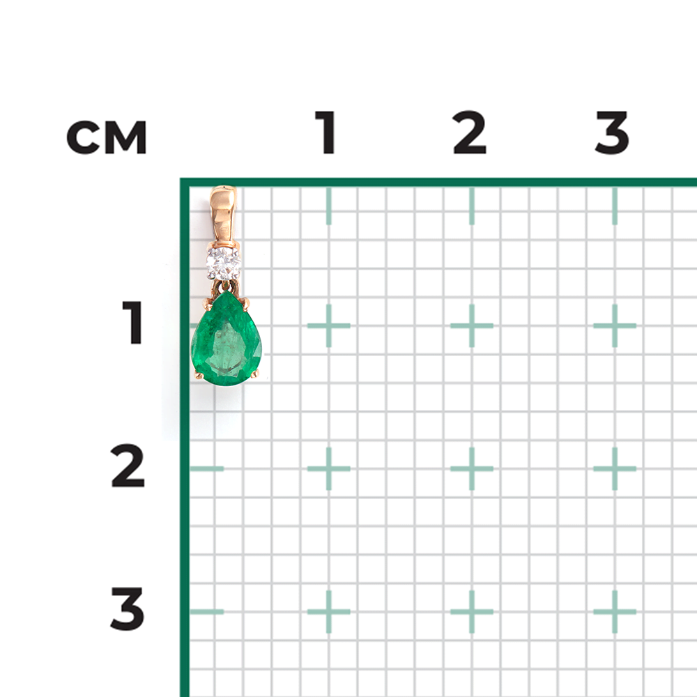 Подвеска из красного золота с изумрудом и бриллиантом 03-0064-00-106-1110-30