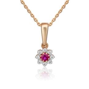 Подвеска из красного золота с рубином и бриллиантами