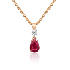 Подвеска из красного золота с рубином и бриллиантом