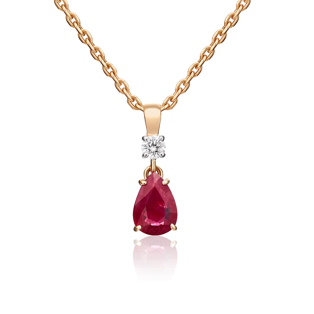 Подвеска из красного золота с рубином и бриллиантом 03-0064-00-107-1110-30