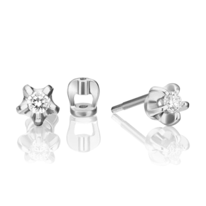 Серьги-пусеты из белого золота с бриллиантом 02-0002-00-101-1120-30