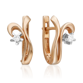 Серьги с английским замком из комбинированного золота с бриллиантом 02-0003-00-101-1111-30