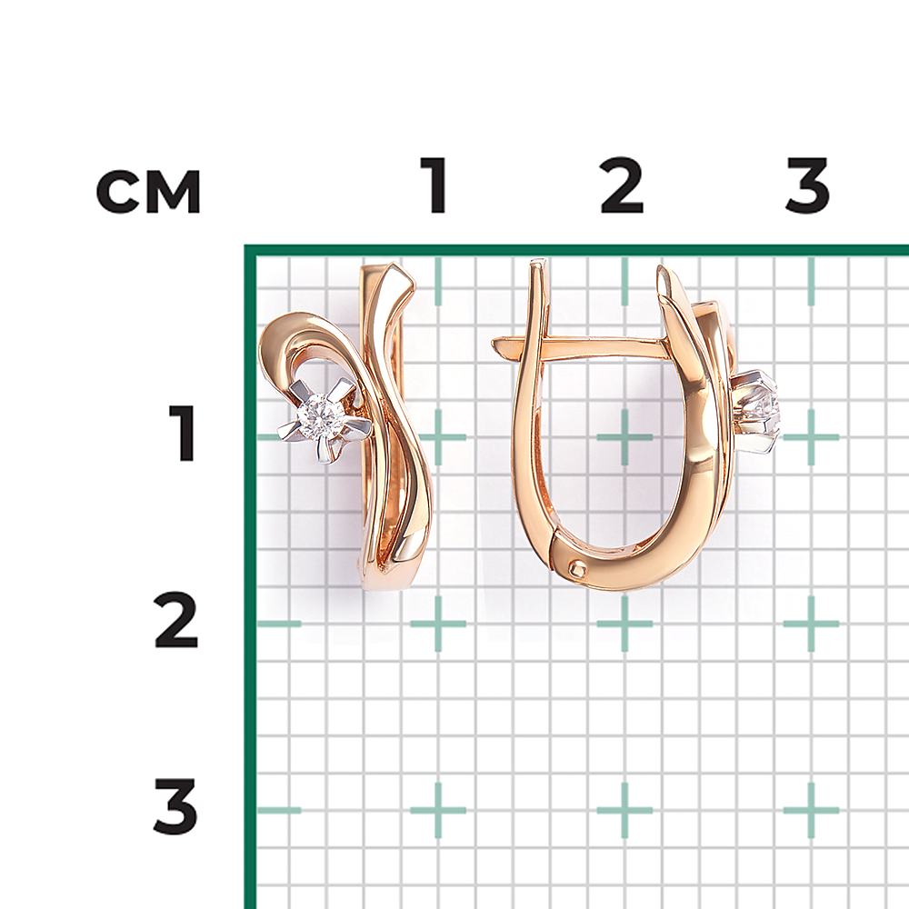 Серьги с английским замком из комбинированного золота с бриллиантом 02-0003-00-101-1111-30