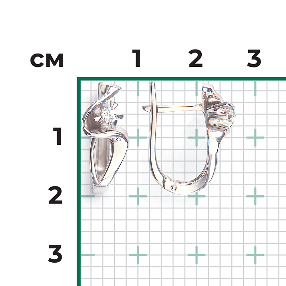 Серьги с английским замком из белого золота с бриллиантом 02-0006-00-101-1120-30
