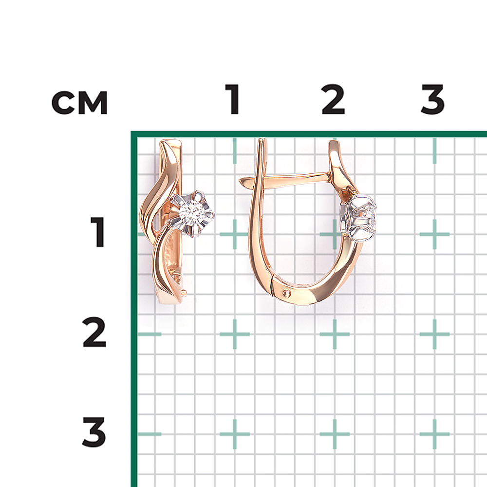 Серьги с английским замком из комбинированного золота с бриллиантом 02-0009-00-101-1111-30