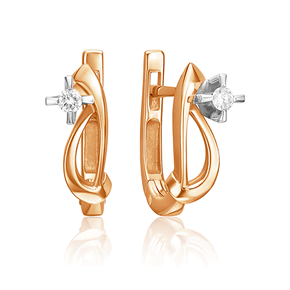 Серьги с английским замком из комбинированного золота с бриллиантом 02-0013-00-101-1111-30