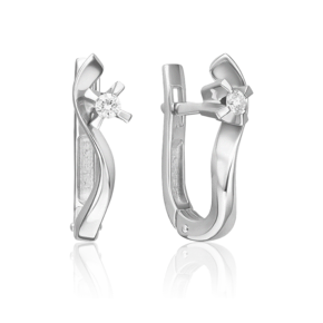 Серьги с английским замком из белого золота с бриллиантом 02-0016-00-101-1120-30