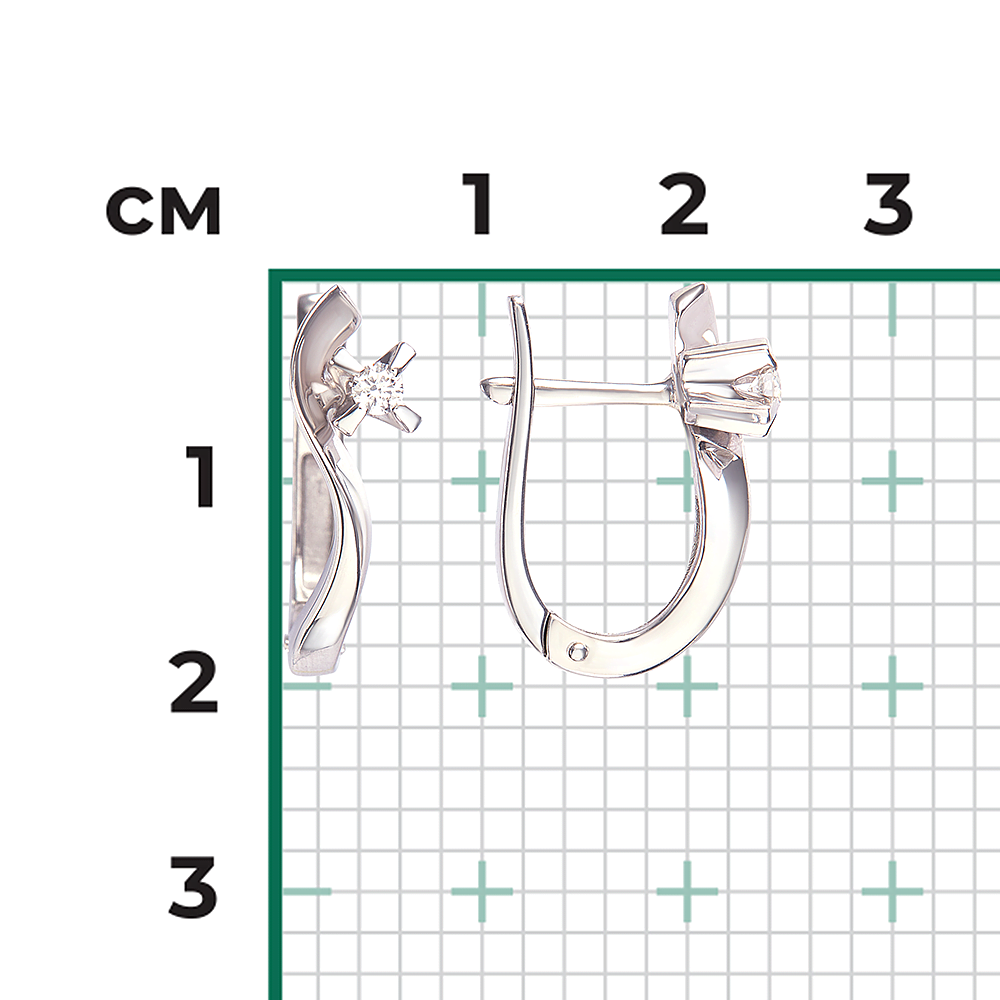 Серьги с английским замком из белого золота с бриллиантом 02-0016-00-101-1120-30