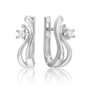 Серьги с английским замком из белого золота с бриллиантом 02-0020-00-101-1120-30