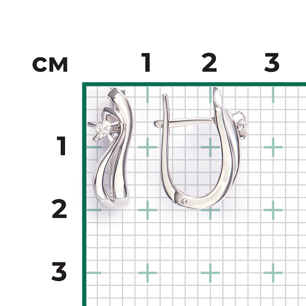 Серьги с английским замком из белого золота с бриллиантом 02-0020-00-101-1120-30