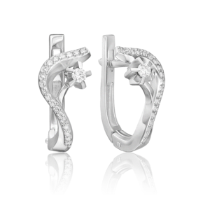 Серьги с английским замком из белого золота с бриллиантами 02-0022-00-101-1120-30