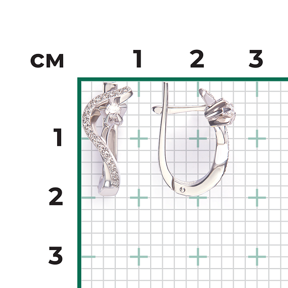 Серьги с английским замком из белого золота с бриллиантами 02-0022-00-101-1120-30