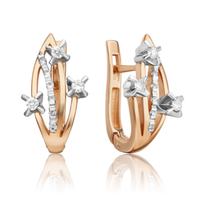 Серьги с английским замком из комбинированного золота с бриллиантами 02-0025-00-101-1111-30