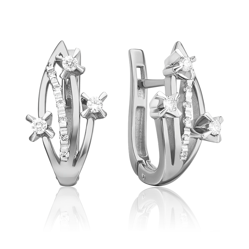 Серьги с английским замком из белого золота с бриллиантами 02-0026-00-101-1120-30