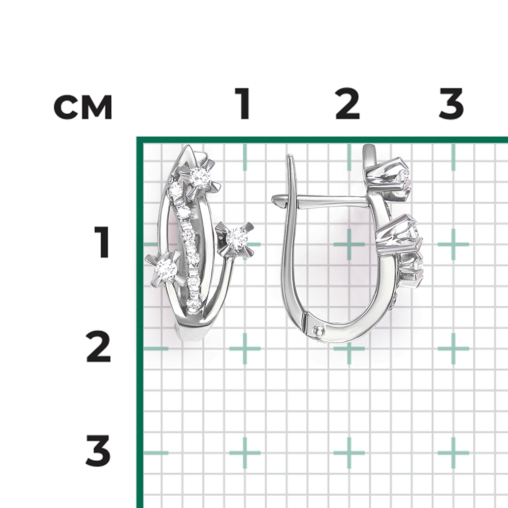 Серьги с английским замком из белого золота с бриллиантами 02-0026-00-101-1120-30
