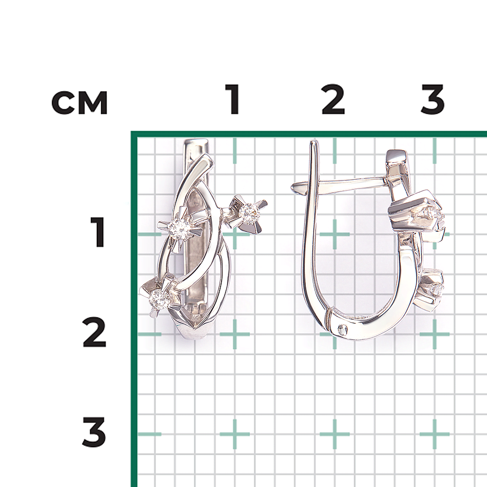 Серьги с английским замком из белого золота с бриллиантами 02-0028-00-101-1120-30