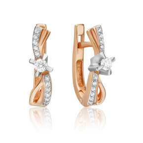 Серьги с английским замком из комбинированного золота с бриллиантами 02-0029-00-101-1111-30